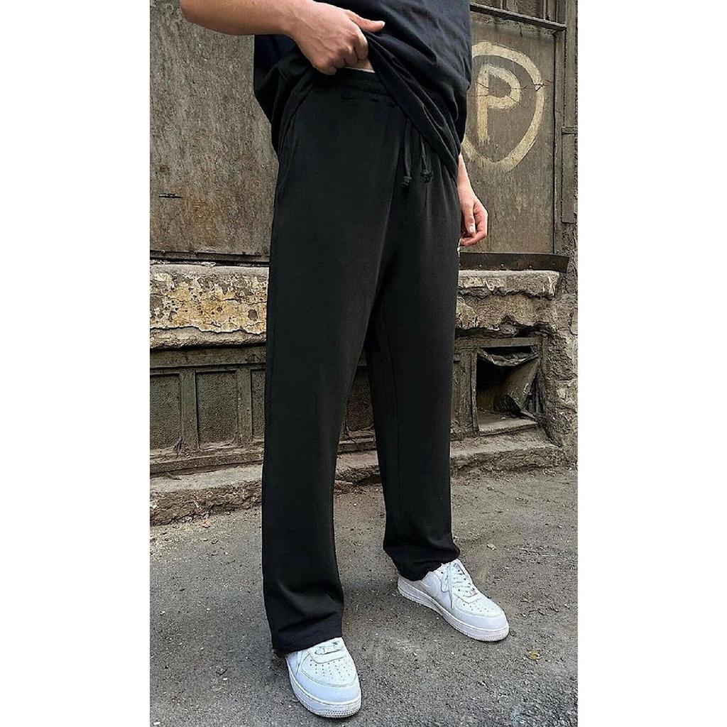 Men's Loose Fit Black Straight Leg Sweatpants