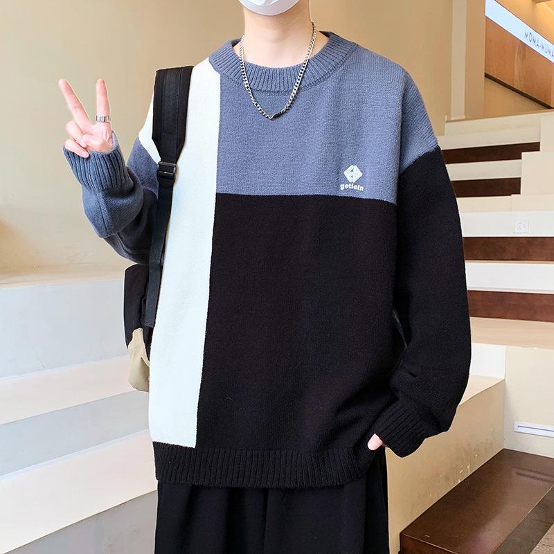 Горячая распродажа, новый осенне-зимний повседневный свитер с круглым вырезом, вязаный свитер, большой размер, свободный свитер