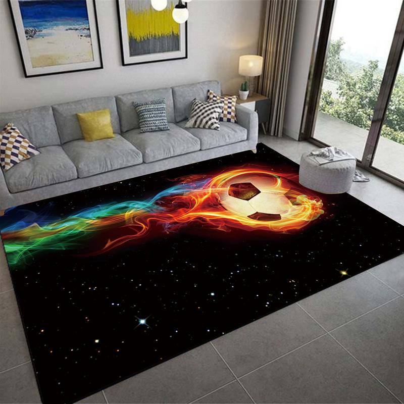 Sports Court Carpet Living Room Coffee Table Floor Mat 3D Bedroom Bedside Blanket Football Basketball Floor