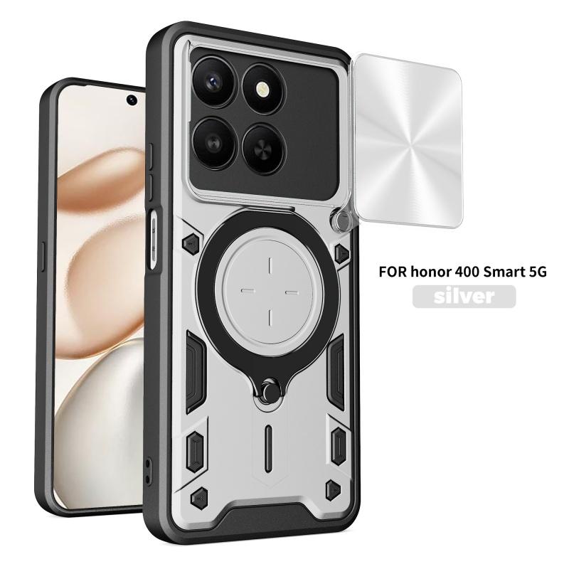 For Honor 400 Smart 5G Global Case Slide Lens Protect Armor Shockproof Phone Case Coque For Honor X7D 5G Ring Holder Cover