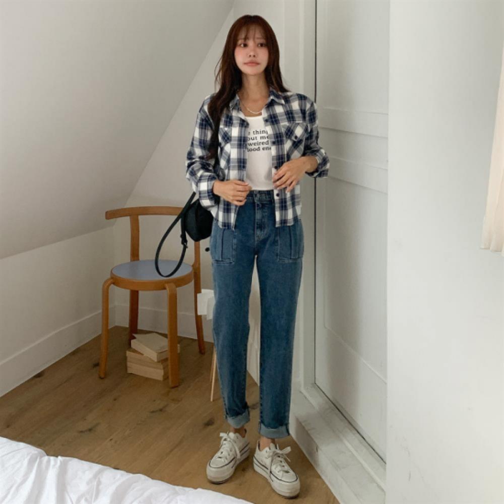 New Arrivals Open Run Women Casual Stretch Baggy Fit Big Pocket Jeans