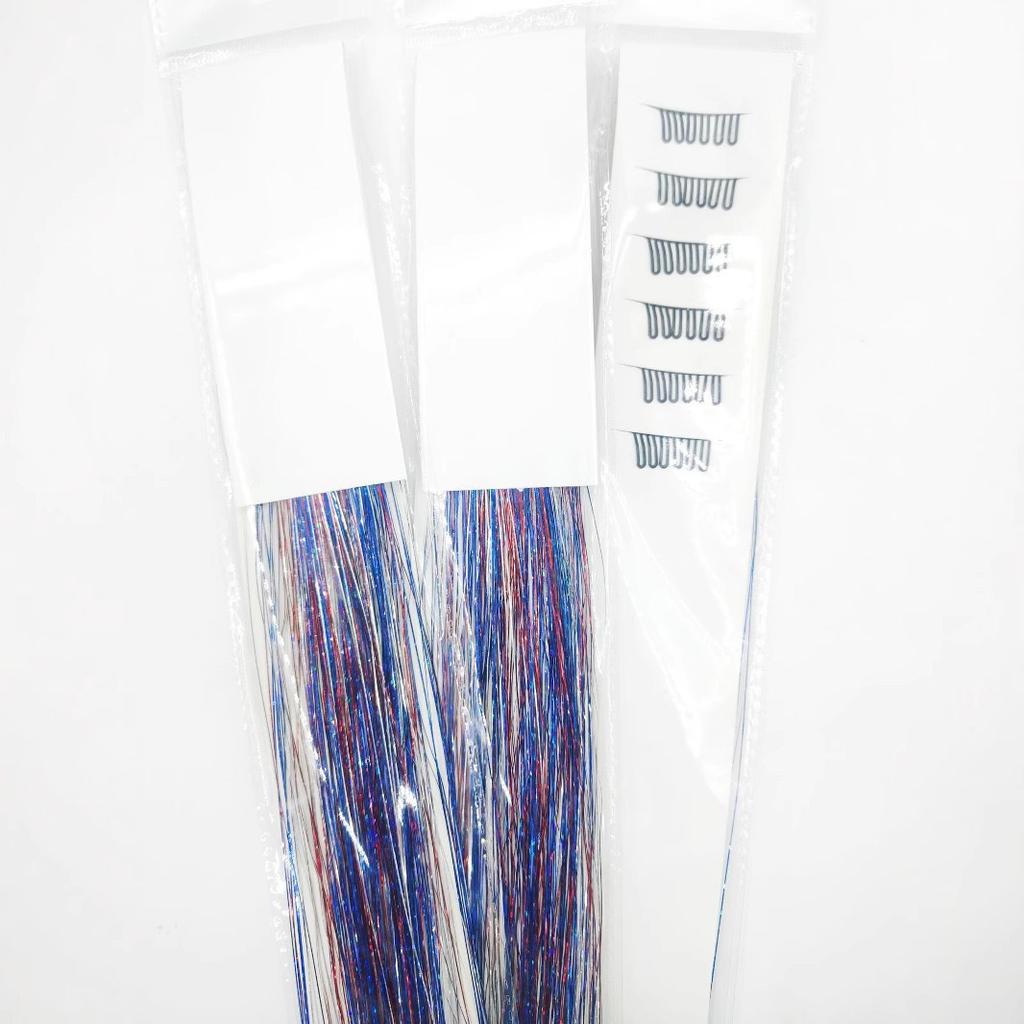 6pcs Sparkle Shiny Hair Tinsel Hair Extensions Glitter Heat Resistant Tinsel Hair Extension with Clips