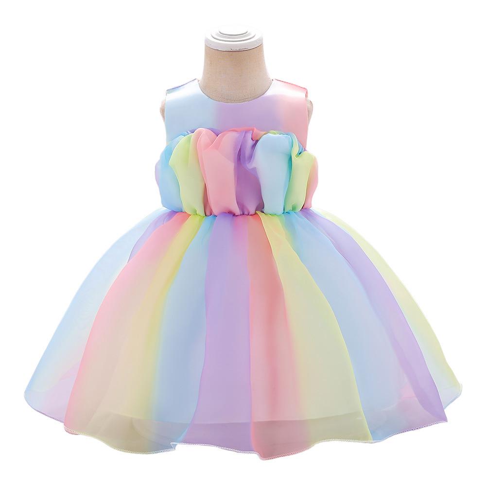 Платья для маленьких девочек, вечерние и свадебные элегантные вечерние платья для новорожденных девочек с большим бантом, платье принцессы на первый день рождения для маленьких девочек