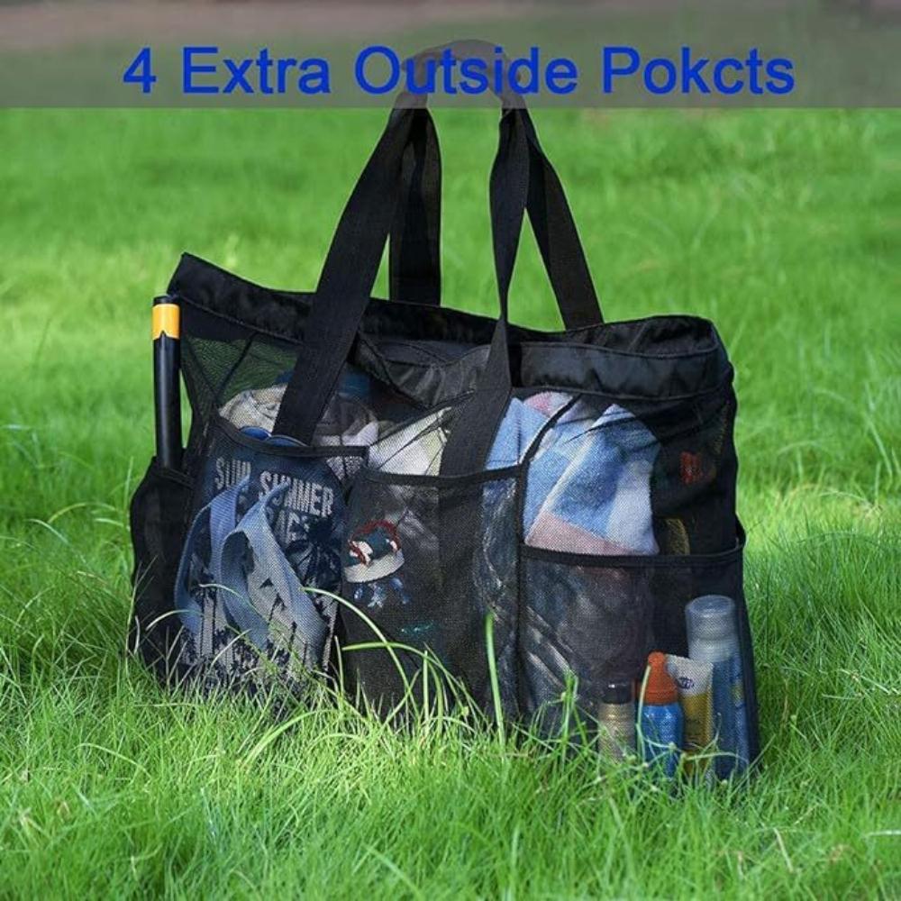 Женская сетчатая пляжная сумка на одно плечо большой вместимости для хранения вещей на открытом воздухе