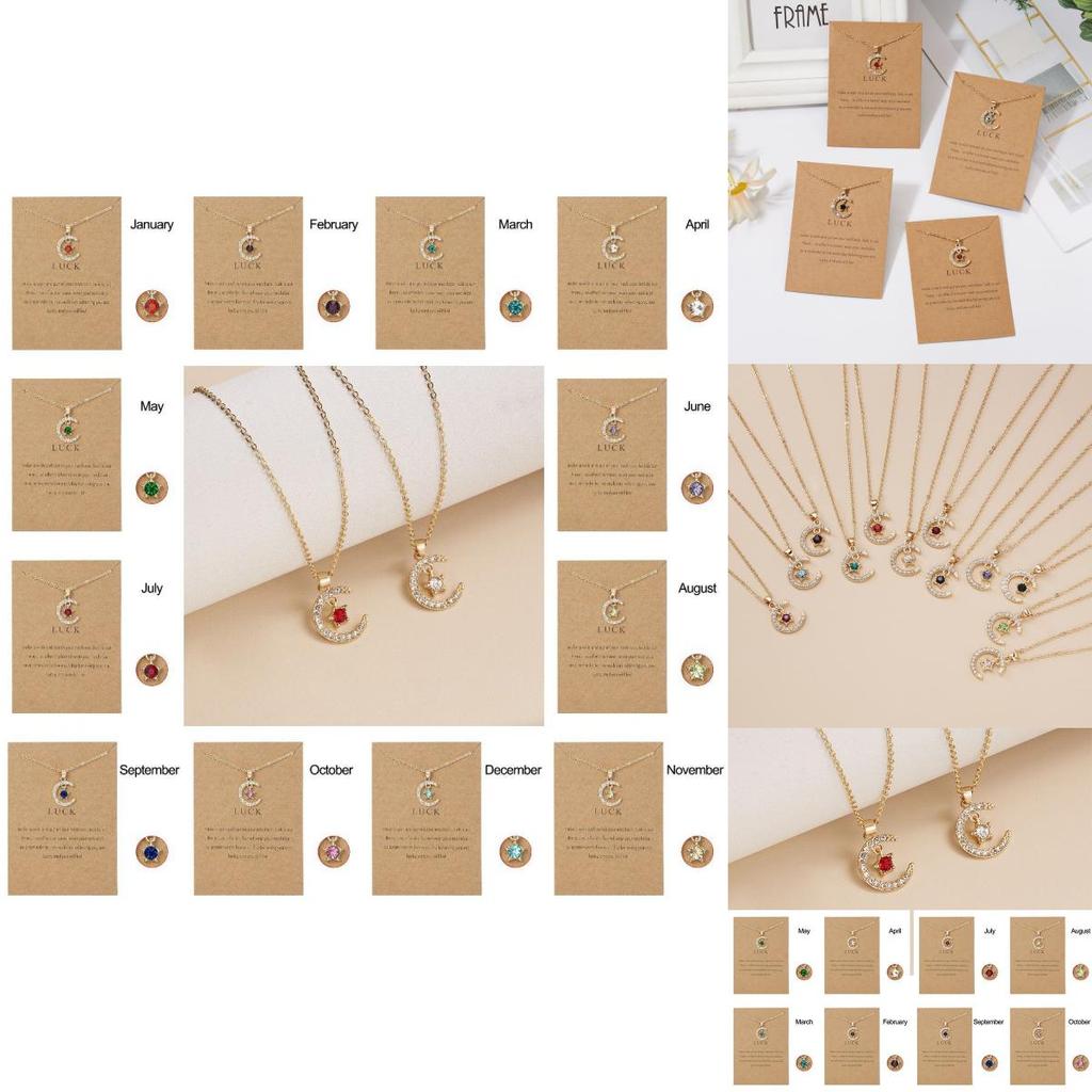 Потрясающее ожерелье-луна из 18-каратного золота с камнем по знаку зодиака, гипоаллергенный дизайн