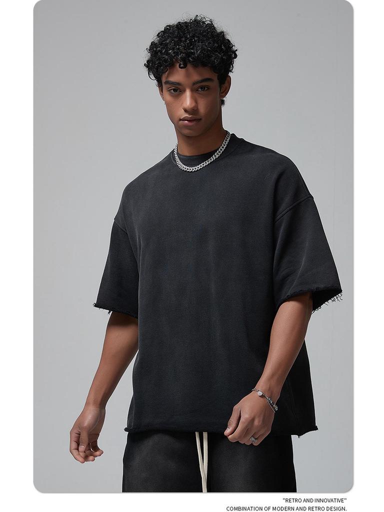 Мужская летняя футболка ARTIE белого цвета с эффектом потертости, окрашенная распылением | Коллекция 2024 г.