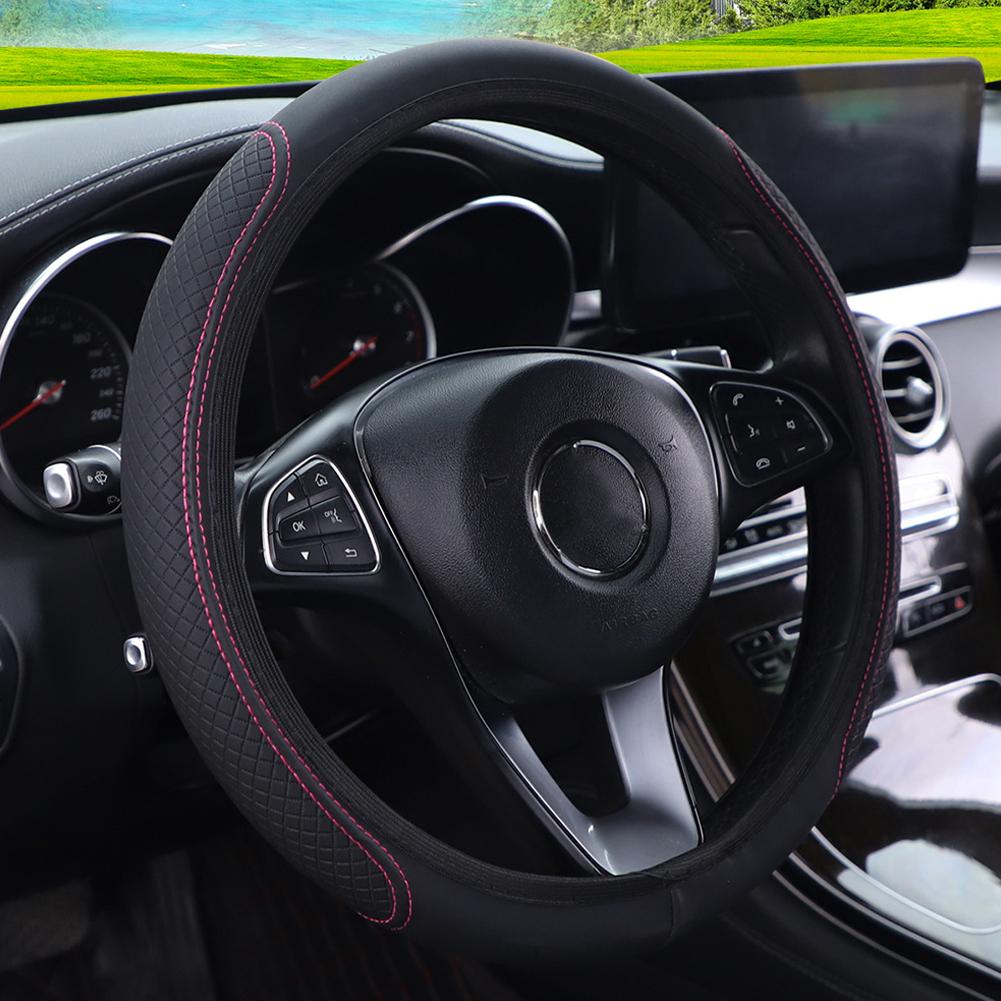 Car Steering Wheel Cover Anti Slip Breathable Leather Wheel Protector Car Styling Accessory Steering Universal Interior 37- W0U0