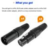 Xiatiaosann 4-Pin XLR Female Plug Connector & 4-Pin XLR Male Plug Connector, 4-Pin XLR Male Female Plug Audio Microphone Mic Connector for Speakers, M
