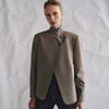 ZA Womens High Neck Blazer Solid Color Office Casual Long Sleeve Suit Jacket
