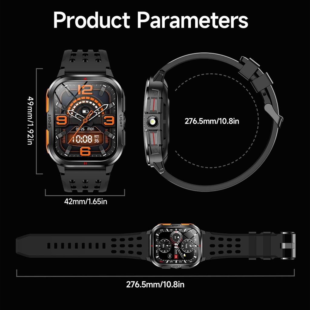 LIGE New Smart Watch 2.01-inch Curved Screen Bluetooth Call Outdoor Sports Waterproof Men's Smart Watch