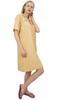 Bimba Women's Nightwear Beige Shirt Short Sleeve Dress With Pockets