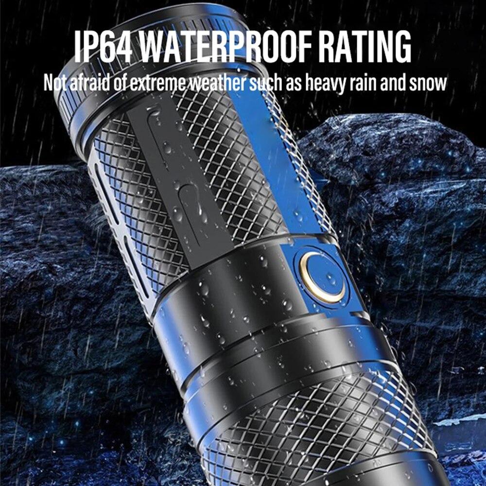 High Power White Laser Flashlight LED Outdoor Zoom Multifunctional Flashing Rechargeable Power Bank Strong Light P50 Flashlight