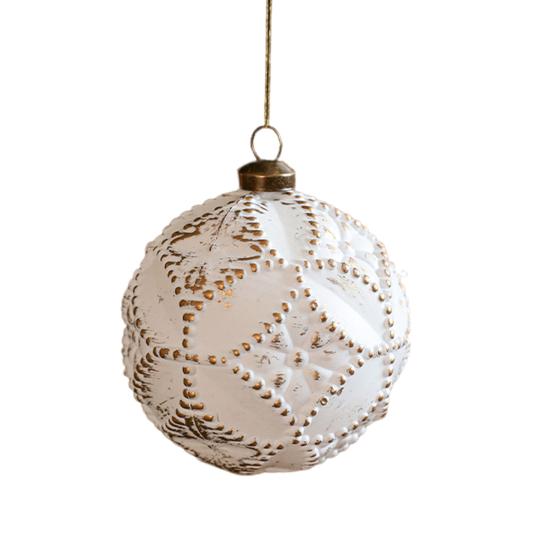 Christmas Ornaments White And Golden Vintage Ball Finial Christmas Tree Ornaments Shatterproof Plastic Farmhouse Hanging Decor