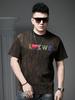 European High-End Embroidered Round-Neck Short-Sleeve T-Shirt for Men, 2026 New Summer Half-Sleeve Top, Men's Distressed T-Shirt