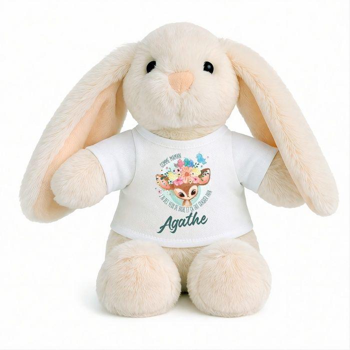 Planetee Peluche Lapin Bébé Doudou Agathe Yeux Biche Cadeau Naissance Garçon Nouveau-Né Baby Shower