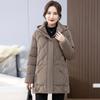 Women's Winter Casual Hooded Jacket Cotton Down Jacket, Medium-length Jacket, Warm Cotton Down Parka, Outerwear for Moms