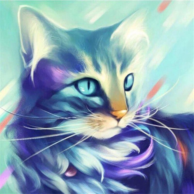 DIY кошка 5D алмазная живопись полная круглая дрель животное Алмазная вышивка мозаика вышивка крестом смола стены книги по искусству домашний декор подарок