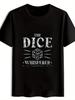 Black Background White 20 Sided Dice Print Unisexs Casual Round Neck Tshirt Black Versatile Printed Pattern Unisexs Top Unisexs Gift