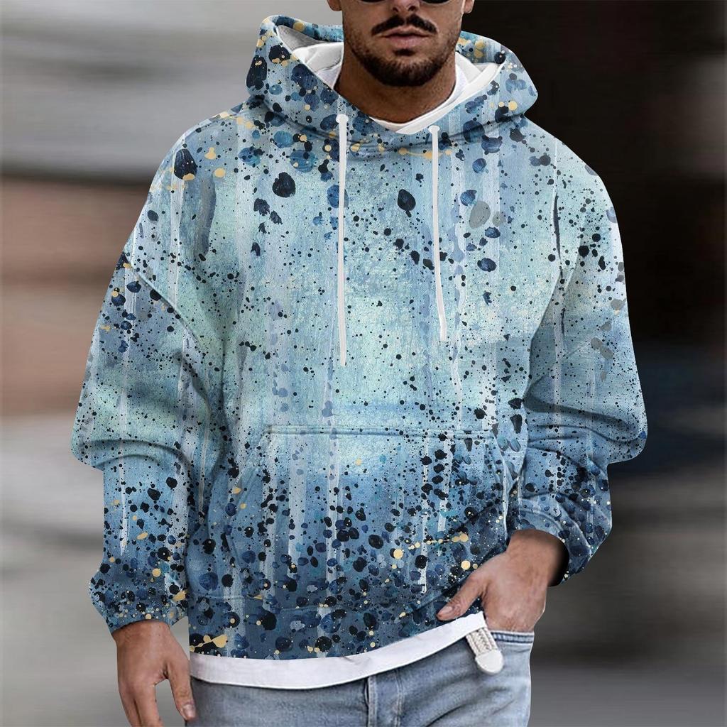 Men's Print Plush Warm Coat Fleece Sweater Casual Coat Pocket Sweater Autumn Winter Coat