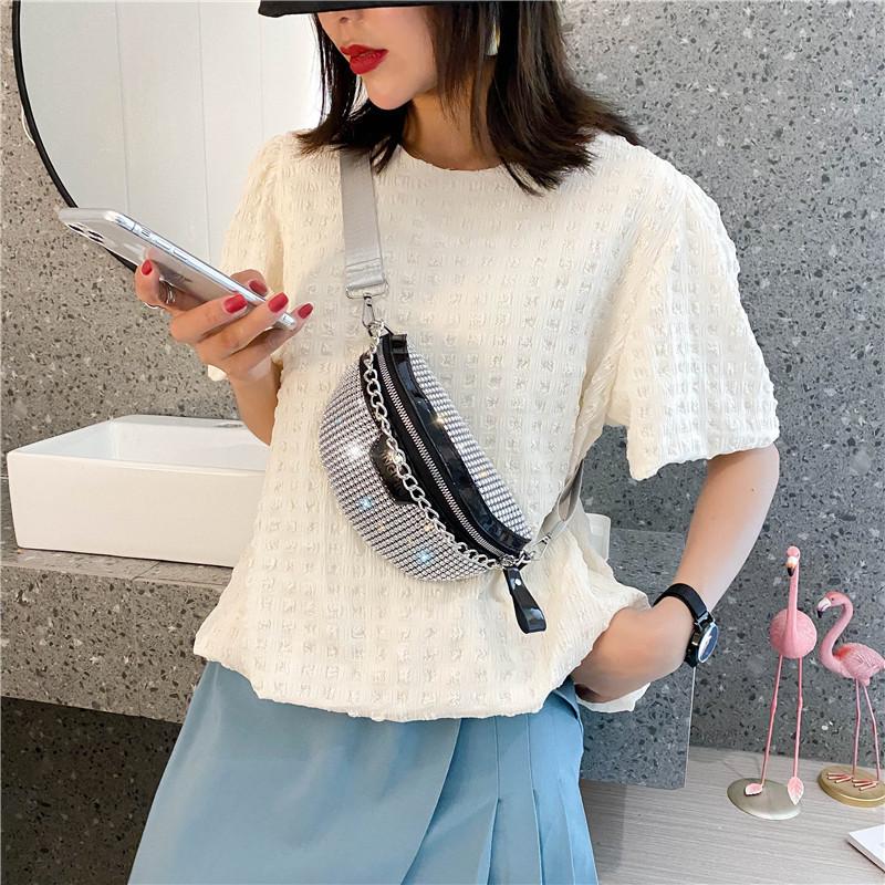 Marvel Avengers Diamond Sequin Waist Bag With Chain For Street Style Fashion