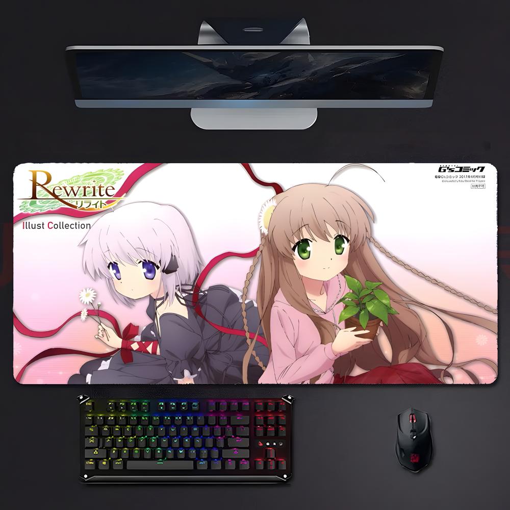 Warm Emotional Anime Rrewrite Mouse Pad Large Gaming Mousepad With Stitched Edges Thickened Desk Mat Pc