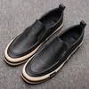 Flat Round Toe Leather Loafers Shoes for Men Retro Pu Classic Original 2024 Trend Man Casual Shoe Legitimate Low Price Cowhide