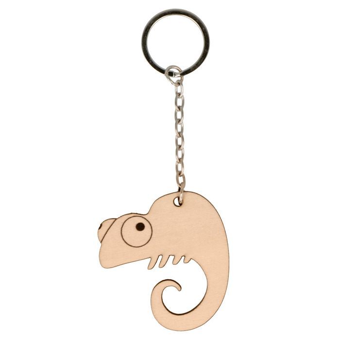 Wooden Chameleon Keychain