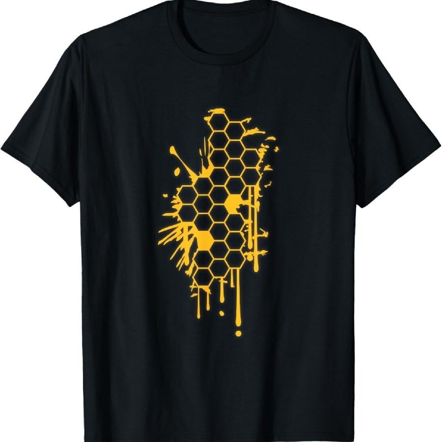 Honeycomb Pattern Dripping Honey Beekeeper Bee Hive Lover T-Shirt