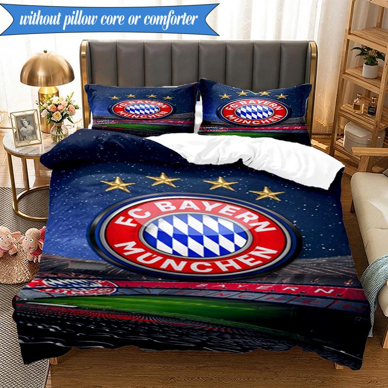 3PCS FC Bayern München Printed Soft Bedding Set,Including 1pc Duvet Cover And 2pcs Pillowcases Perfect for Bedroom, Dormitory, Fan gift