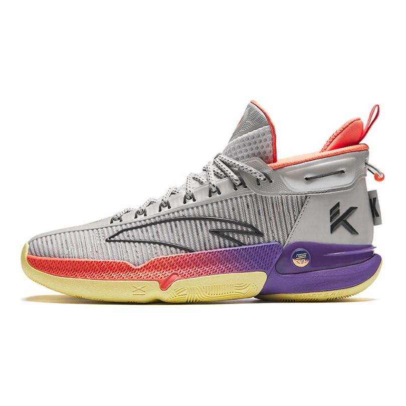 Anta KT9 Comfortable Cushioning, Wear Resistant Low top Basketball Shoes Men's Gray orange purple 112421101-4
