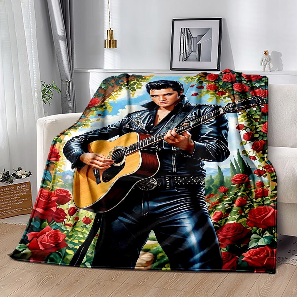 Elvis Presley's Iconic Jacket Blanket Durable Comfort Suitable for Picnics Livingroom Seaside All-Season Use Digital Print