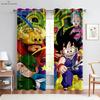 Cartoon Printed Curtains for Children's Room and Dormitory Decoration, Hot-Blooded Japanese Comic, 2-Piece Set
