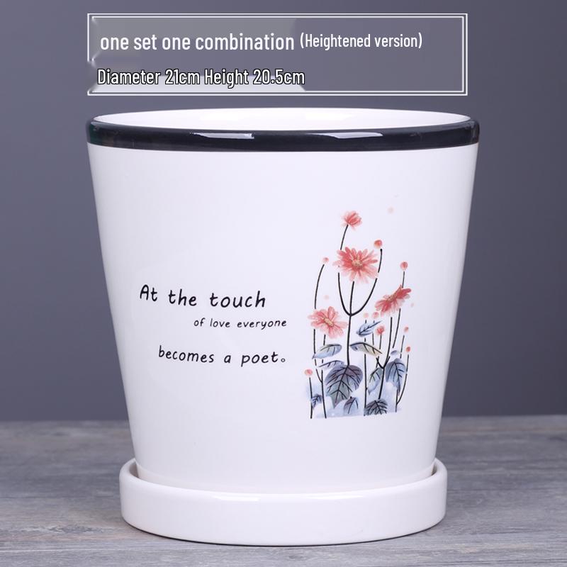 2025 Большой керамический цветочный горшок с поддоном для балкона и гостиной - Орхидея и Суккуленты в стиле альбома