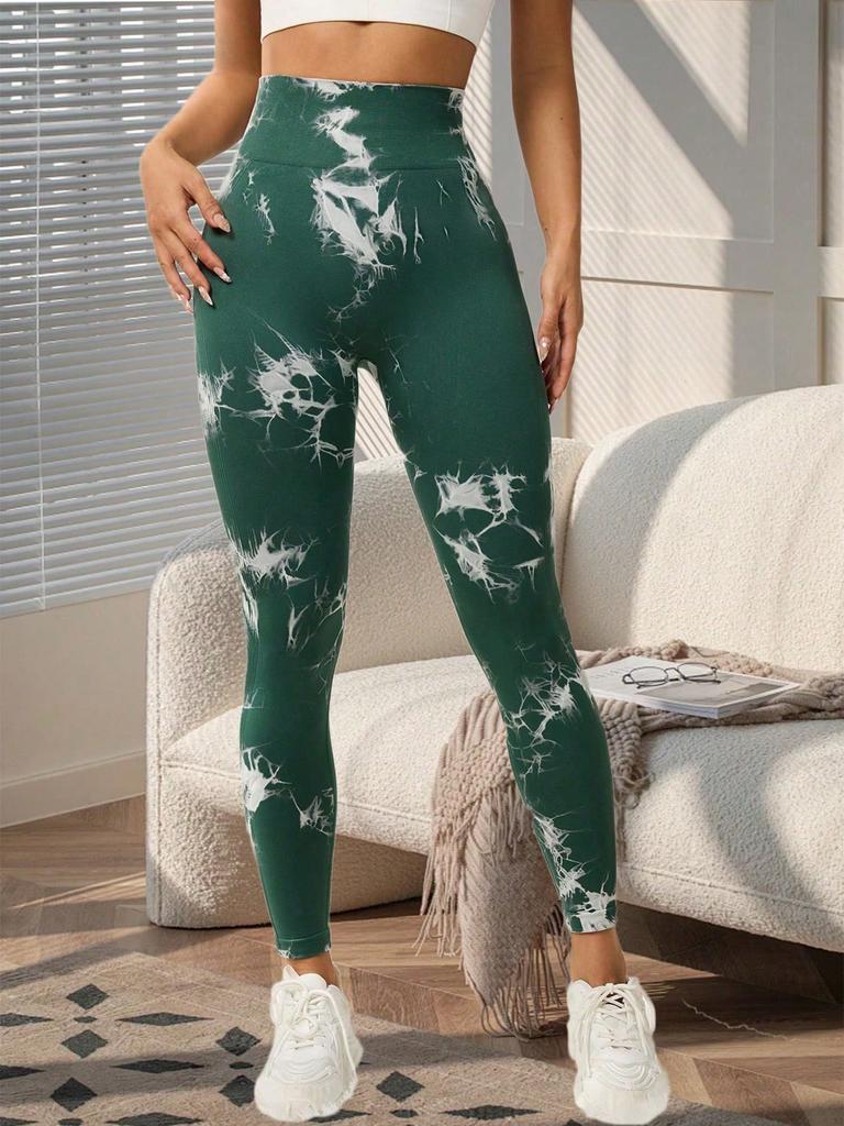 Женские леггинсы для йоги с высокой талией и принтом тай-дай - высокая эластичность, облегающий дизайн с эффектом лифтинга бедер, облегающие фитнес- и спортивные брюки.