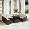 VidaXL 10-Piece Garden Sofa Set with Brown Cushions In Poly Rattan 3348344