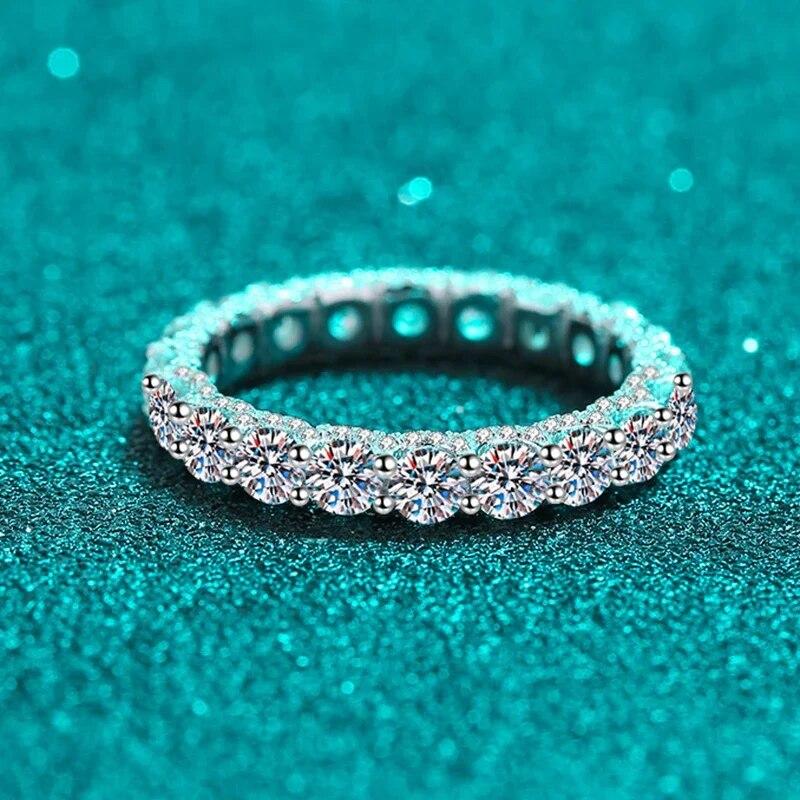 Кольцо с муассанитом 3 мм, серебро 925 пробы с позолотой, свадебное обручальное кольцо Eternity Band Patry, роскошные ювелирные изделия для женщин