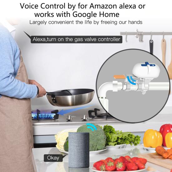 Gas Valve Controller Voice Command Control-Valve Long Lasting Wireless Smart Wi-Fi Gas Valve Controller Set for Home