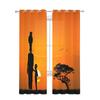 Sunset African Woman Child Tree Silhouettes Tulle Sheer Curtains for Living Room Bedroom Window Curtain Voile Organza Drapes