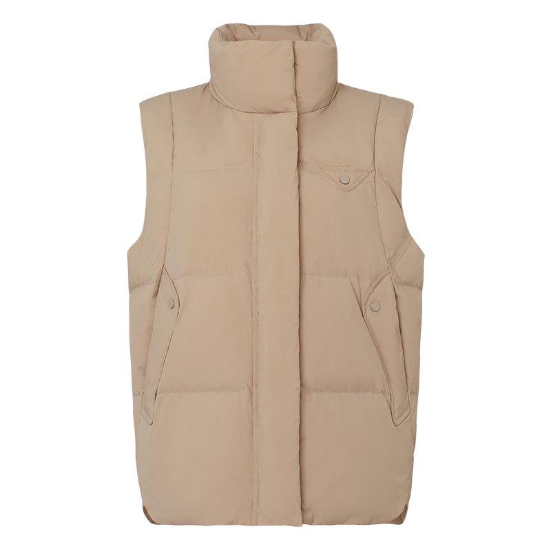 Down jacket women's new stand-up collar down vest vest in autumn and winter 2024 90 white duck down loose coat tide