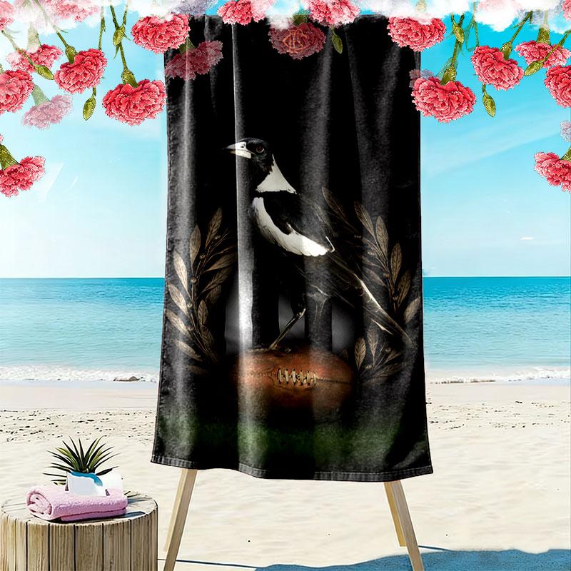 Magpies Roar Print Beach Towel, Large Soft Quick Dry Towel for Beach Camping Swimming