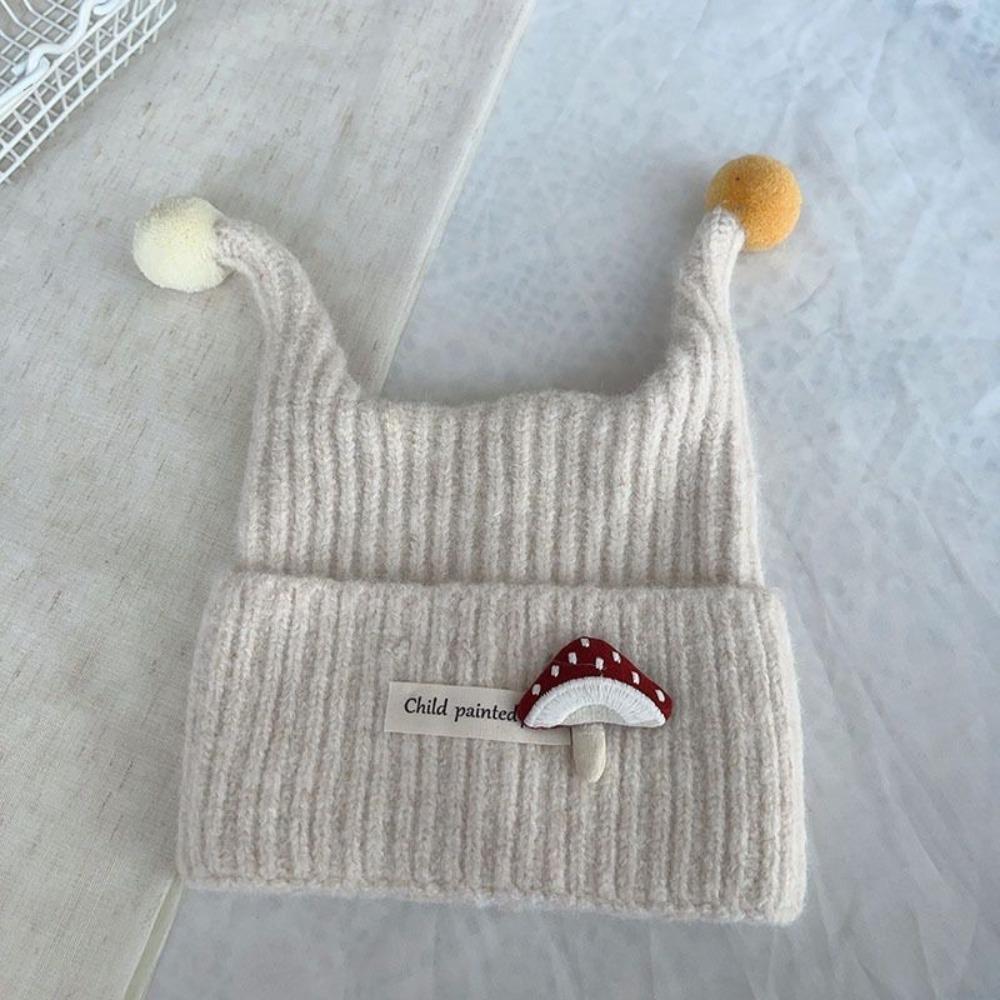 Wind Proof Infant Hat Knitted Fabric Earflap Cap Solid Color Pullover Hat Outdoor Use