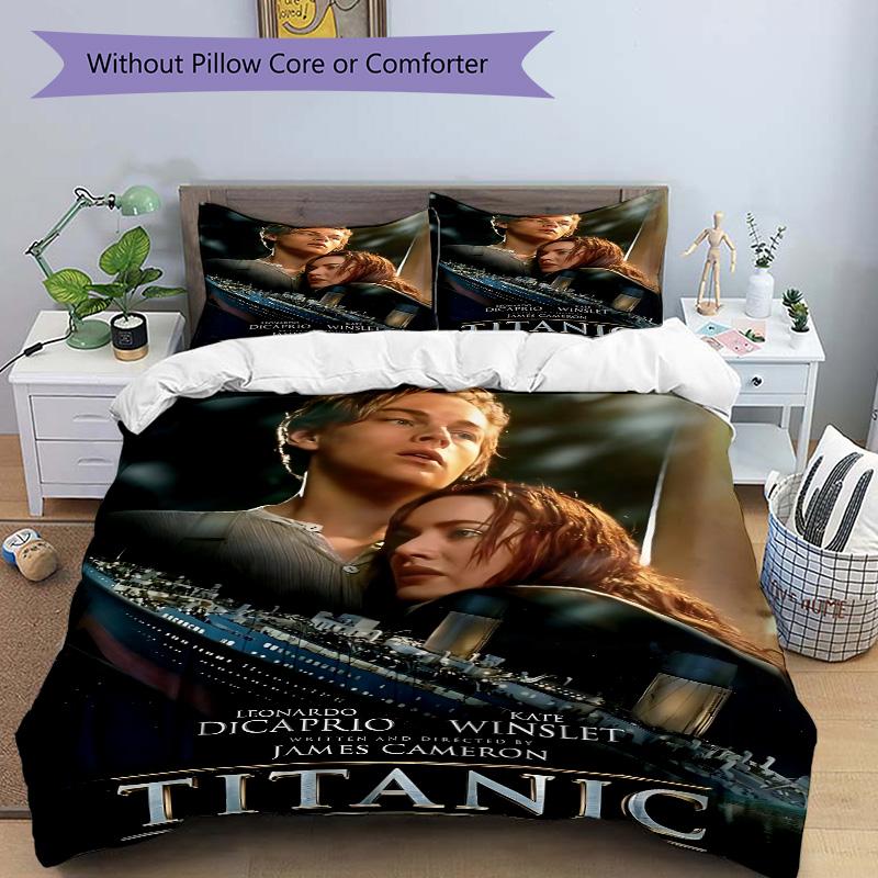 Titanic Movie Poster Print 3Pcs Bedding Set,Duvet Cover with 2 Bedro,Pillowcase Home Birthday Gift
