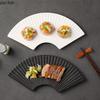 Керамическая обеденная тарелка для ресторана, креативная веерообразная полосатая тарелка для суши, десертная тарелка, тарелки для закусок, однотонная столовая посуда