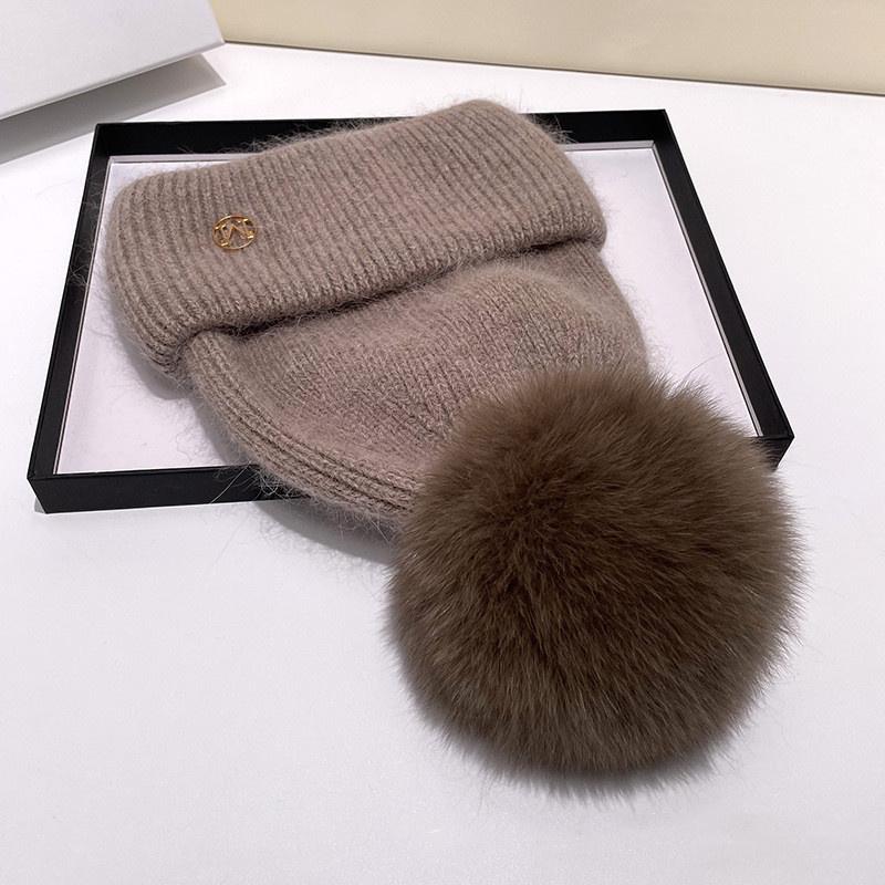 Шапка из мягкого натурального лисьего меха с помпонами и шариками Skullies, шапочки, сохраняет тепло, зимняя шапка для женщин и девочек, шерстяная шапка, уличная вязаная шапка, толстая женская шапка