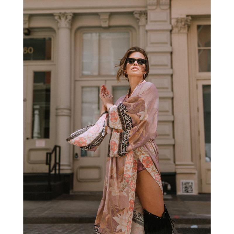 Пляжная блузка Цветочный халат для отпуска Бикини Солнцезащитный крем Сексуальный кардиган Женщина