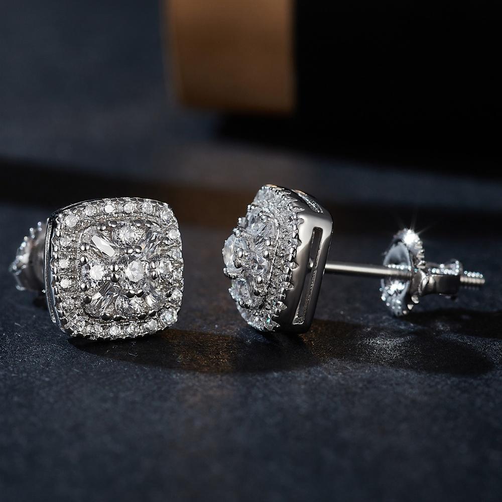 Серьги-гвоздики из стерлингового серебра S925 с квадратным муассанитом для женщин, свадебная вечеринка, изящные ювелирные изделия, подарок