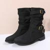 Fashion Vintage Women Ankle Boots Chunky High Heels Boots Buckle Rubber Casual Ladies Shoes Female Chelsea Short Boots Shoes Large Size