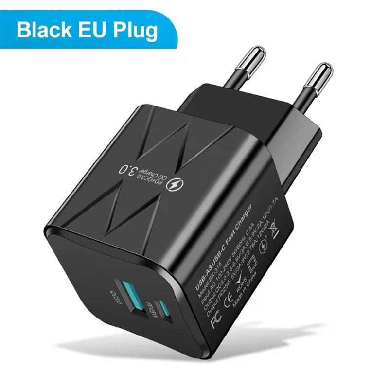 Быстрая зарядка PD 25 Вт USB C для iPhone 15 Pro Max Xiaomi 14 Oneplus EU US Мини 2 порта Дорожная вилка Адаптер для быстрой зарядки телефона