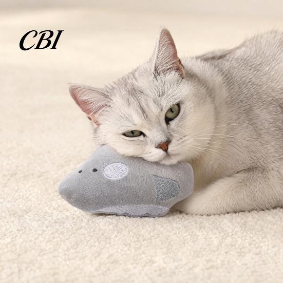 Cat Catnip Toy Toys, Plush Ocean Toys for Cats, Shark Fish Ray Shapes Interactive Kicker, Natural Filled Soft Chewing Teething Stress Relief,