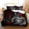 Комплект постельного белья из 3 предметов с 3D-принтом в стиле ретро со скелетом, красной розой и черным драконом, покрывало на двуспальную кровать, пододеяльник и 2 наволочки